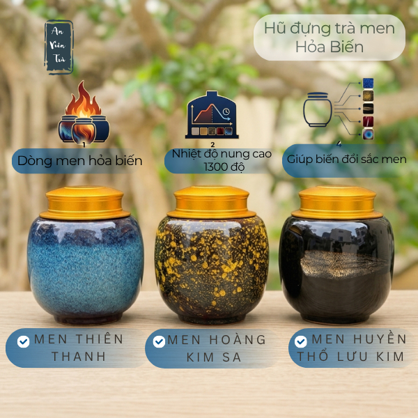 Hũ Đựng Trà Gốm Bát Tràng 150g - Hộp Đựng Trà Cao Cấp Men Chuẩn Bảo Quản Trà Tuyệt Đối