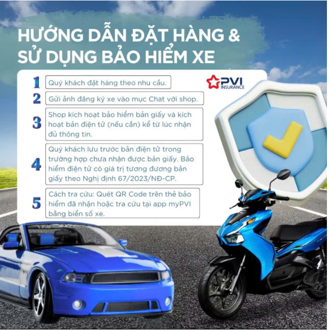 [Từ 2 chỗ] Bảo hiểm ô tô (Xe có kinh doanh vận tải), Bản giấy & Điện tử 1-3 năm, Bảo hiểm xe PVI