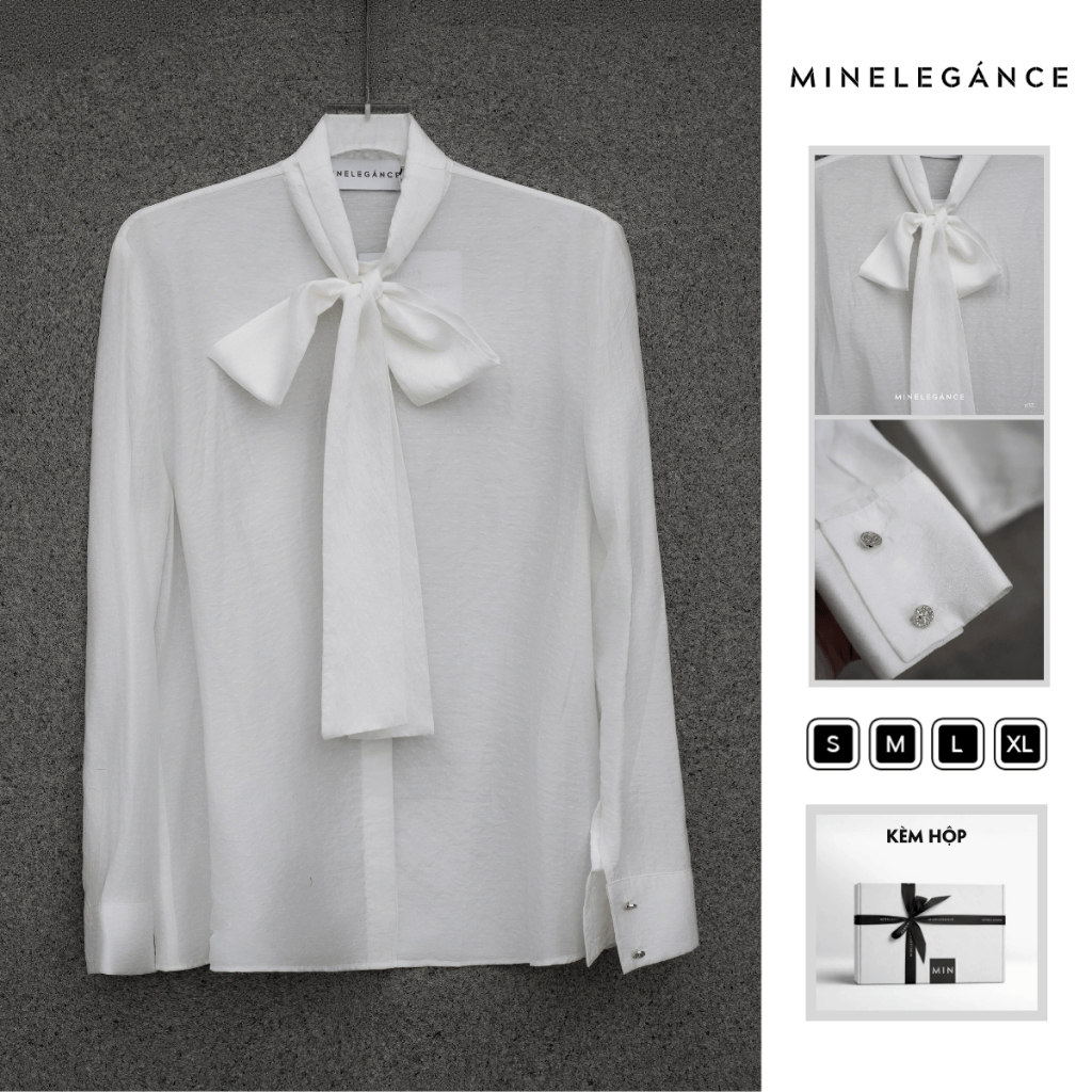 MINELEGÁNCE- ÁO SƠ MI CỔ NƠ THANH LỊCH, SANG TRỌNG - MIN32