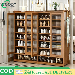 Kệ giày tre cao cấp hiện đại, tủ giày đặt sàn 5-6 tầng, tủ lưu trữ giày cửa ra vào sức chứa lớn