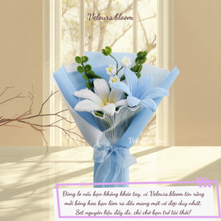 [Velours.bloom] Set DIY Hoa Kẽm Nhung Pastel Hàn Quốc - Full Nguyên Liệu Làm Hoa Lily Quà Tặng Thủ Công