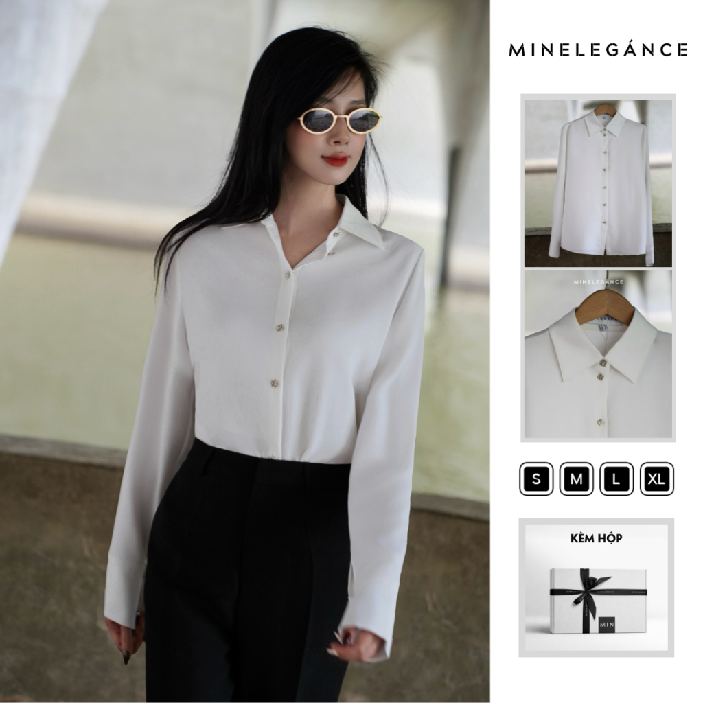 MINELEGÁNCE- ÁO SƠ MI CÚC HOA ĐÁ THANH LỊCH, SANG TRỌNG - MIN31