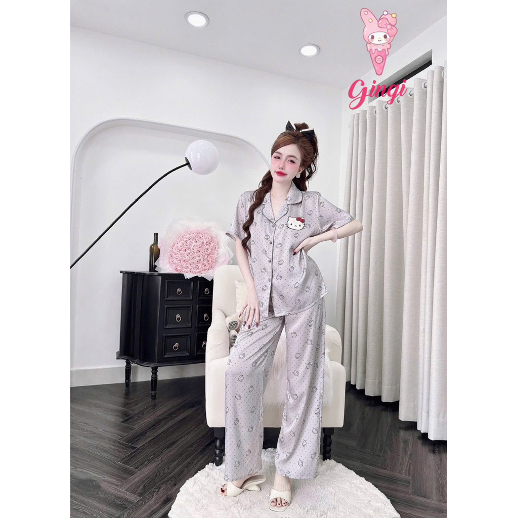 (24042026)Tay ngắn quần dài pijama phom 40-60kg,lụa latin mềm nhẹ mát