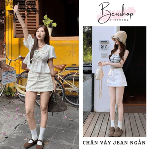 Chân Váy Jean Nữ Dáng Chữ A Form Ngắn Chân Váy Ôm Eo Tôn Dáng Có Quần Bảo Hộ Hack Chân CV08