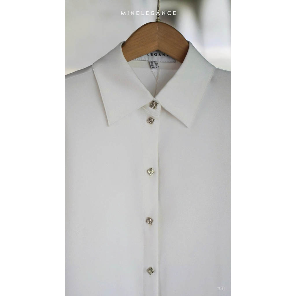 MINELEGÁNCE- ÁO SƠ MI CÚC HOA ĐÁ THANH LỊCH, SANG TRỌNG - MIN31