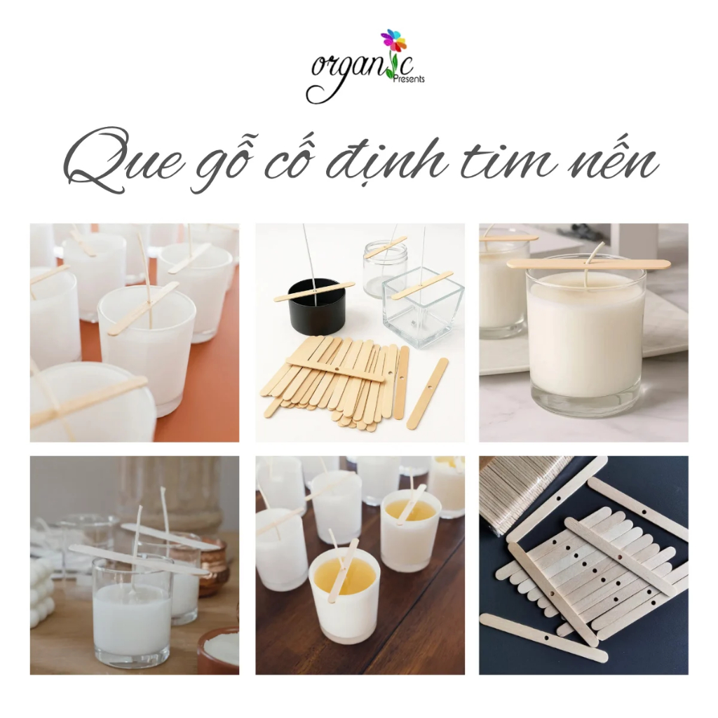 SET 10 QUE GỖ CỐ ĐỊNH TIM NẾN – GIỮ BẤC THẲNG, NẾN CHÁY ĐỀU & ĐẸP