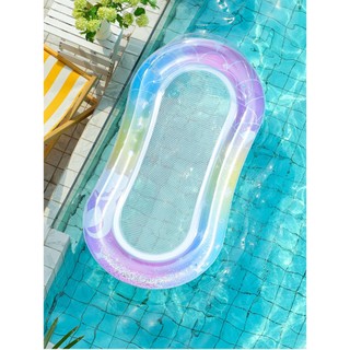 Phao giường lưới nằm thư giãn hồ bơi có gối PVC dày cao cấp, phao tắm nắng mùa hè tiện lợi