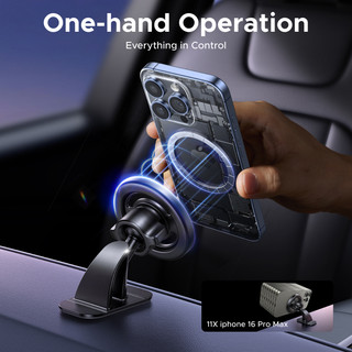 UGREEN 2 trong 1 Magsafe Car Mount Air Vent Bảng điều khiển Giá đỡ điện thoại ô tô Từ tính mạnh cho dòng iPhone 17/16