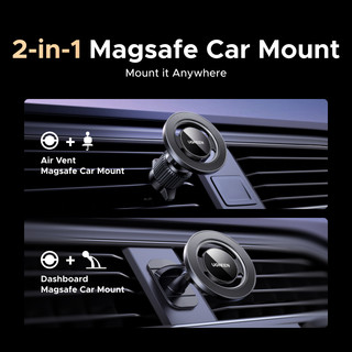 UGREEN 2 trong 1 Magsafe Car Mount Air Vent Bảng điều khiển Giá đỡ điện thoại ô tô Từ tính mạnh cho dòng iPhone 17/16