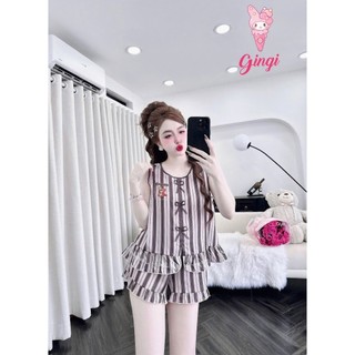 Đồ ngủ đùi sát nách thiết kế đính  3 nơ xinh xắn (DB28)