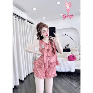 Đồ ngủ đùi sát nách thiết kế đính  3 nơ xinh xắn (DB28)