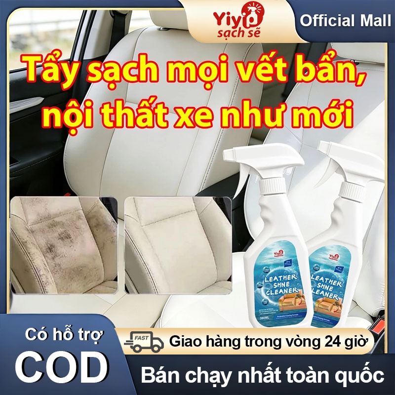 Chai Xịt Vệ Sinh Nội Thất Ô Tô Yiyi 380ml - Làm Sạch Khử Mùi Đồ Da, Ghế Da, Trần Nỉ, Mặt Kính, Taplo Xe Hơi