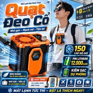 Quạt Điều Hòa Đeo Hông Z9, Quạt Đeo Thắt Lưng Pin 12.000mAh Sử Dụng 7-15h Sạc Dự Phòng, Đèn Pin