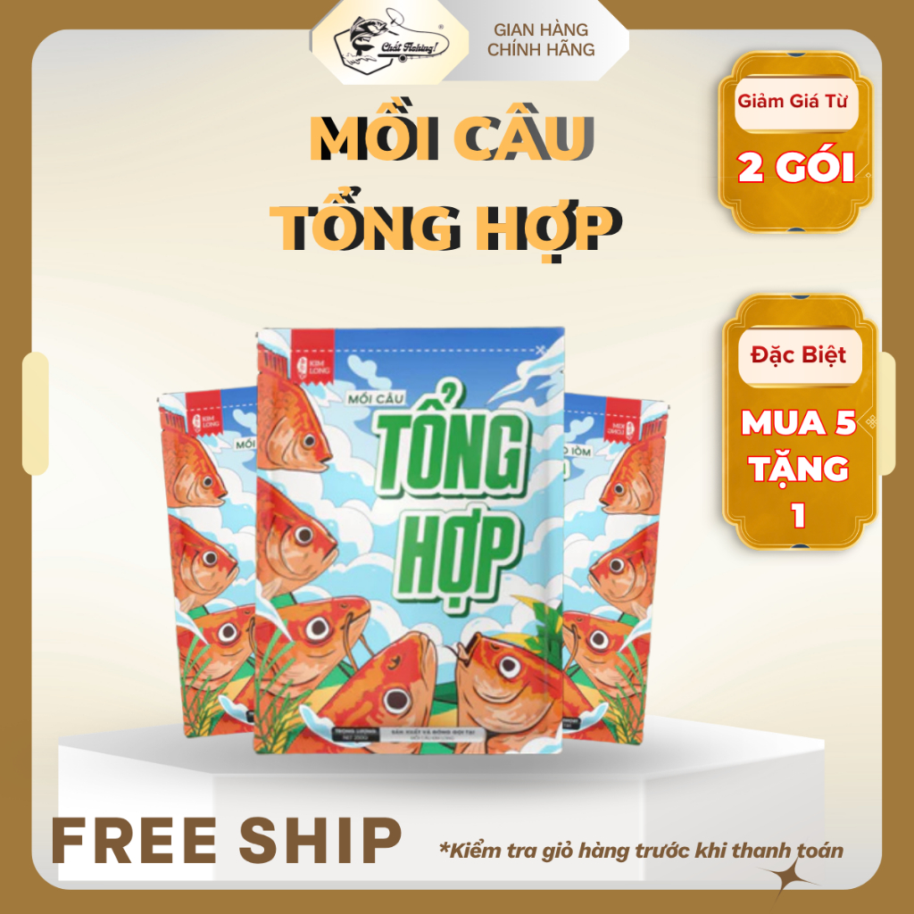 (Mua 5 Tặng 1) Mồi Câu Tổng Hợp Kim Long 3 Loại - Tổng Hợp - Tự Nhiên Vị Tanh - Tự Nhiên Vị Thơm