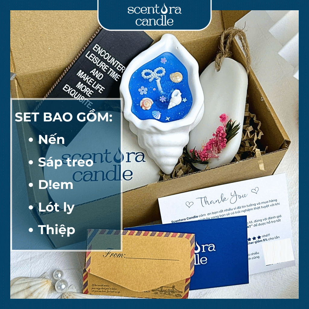 Nến Vỏ Sò Scentora Candle, Nến Ốc Sò Đại Dương Lấp Lánh làm Quà Tặng, Trang Trí Decor Phòng