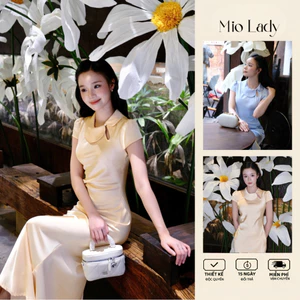 Váy Lụa Hàng Châu Miolady Cổ Sen Dáng Đuôi Cá Dài – Tôn Dáng Sang Trọng Đi Tiệc VA030
