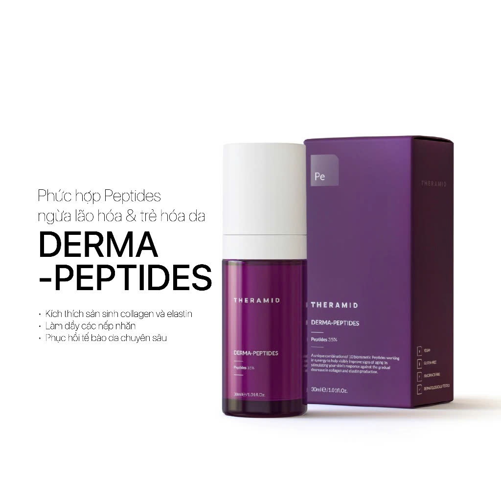 Serum ngừa lão hóa, mờ nhăn trẻ hóa da THERAMID DERMA-PEPTIDES 35% 9 Loại Peptide Kích Collagen Elastin Săn Chắc Da 30ml