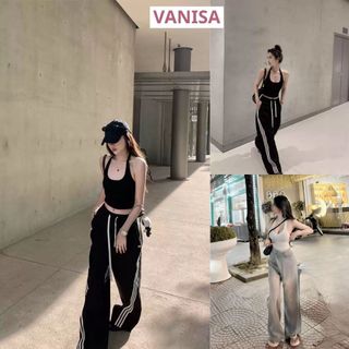 Áo cổ tim ba lỗ ôm body thun tăm dáng croptop trắng đen VANISA CT146