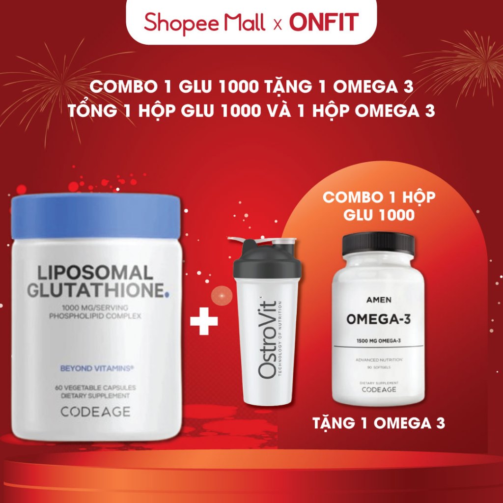 Viên Uống Chăm Sóc Da Codeage Liposomal Glutathione 1000MG (60 Viên) Hỗ Trợ Da Sáng Chắc Khỏe, Bảo Vệ Gan