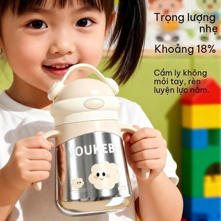 Youkebei Bình Giữ Nhiệt Cho Bé Titanium – Không BPA, Núm Mềm, An Toàn, Chống Rơi Vỡ, Dùng Nhiều Giai Đoạn