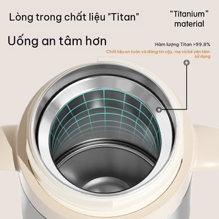 Youkebei Bình Giữ Nhiệt Cho Bé Titanium – Không BPA, Núm Mềm, An Toàn, Chống Rơi Vỡ, Dùng Nhiều Giai Đoạn