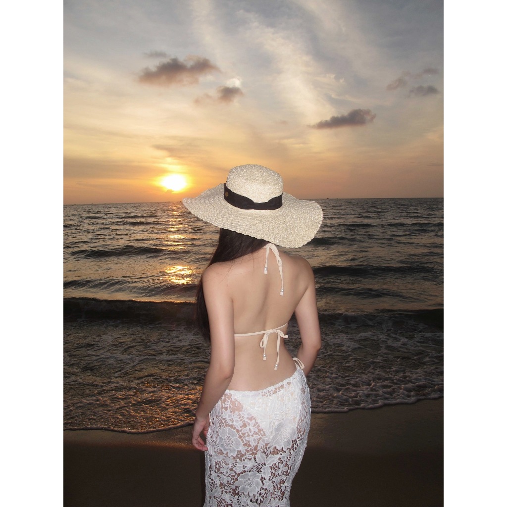 Set bikini 3 mảnh ren siêu xịn sang chảnh cao cấp, set đồ nữ đi biển phối ren quyến rũ