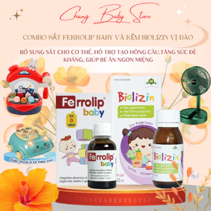 Combo Sắt Ferrolip baby và Kẽm Biolizin Vị Đào Thơm Ngon + quà