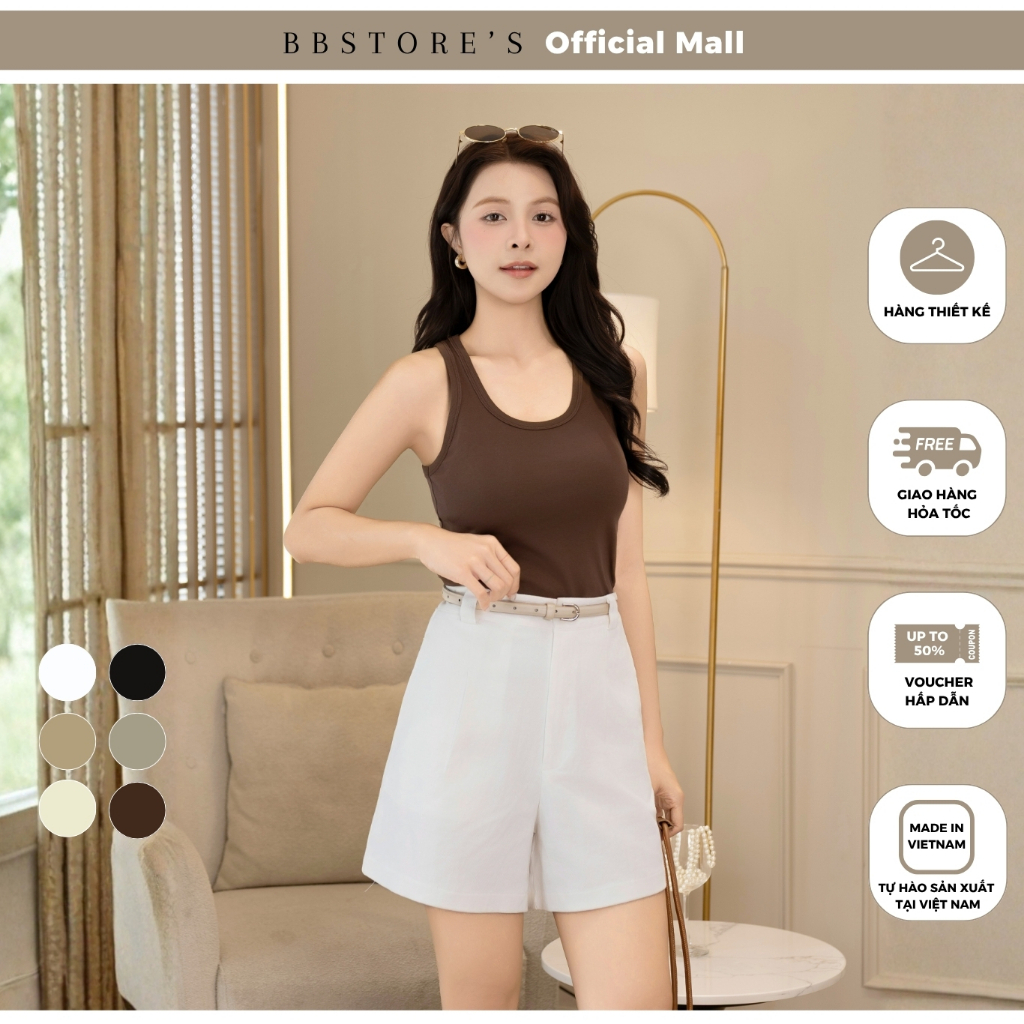 [DEAL XẢ KHO] BBSTORE'S Áo Thun Ba Lỗ Nữ Cổ U Dáng Ngắn Ôm Sang Trọng Sang Chảnh - AAF46H