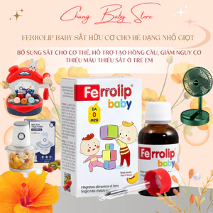 Sắt Ferrolip Baby Dạng Siro Vị Đào Thơm Ngon Dễ Uống,Dùng Cho Trẻ Từ 0 Tháng Tuổi chai 30ml + quà