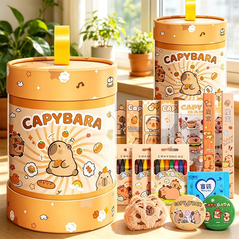 Hộp quà Capybara văn phòng phẩm dễ thương, dụng cụ học tập, quà sinh nhật Quốc tế thiếu nhi 1/6