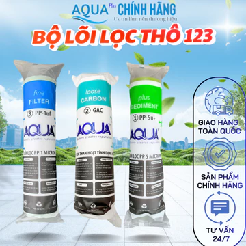 Bộ 3 lõi lọc AQUA Lõi 1– PP5M Lõi 2 – GAC Lõi 3 – PP1M - Hàng Chính Hãng Aqua