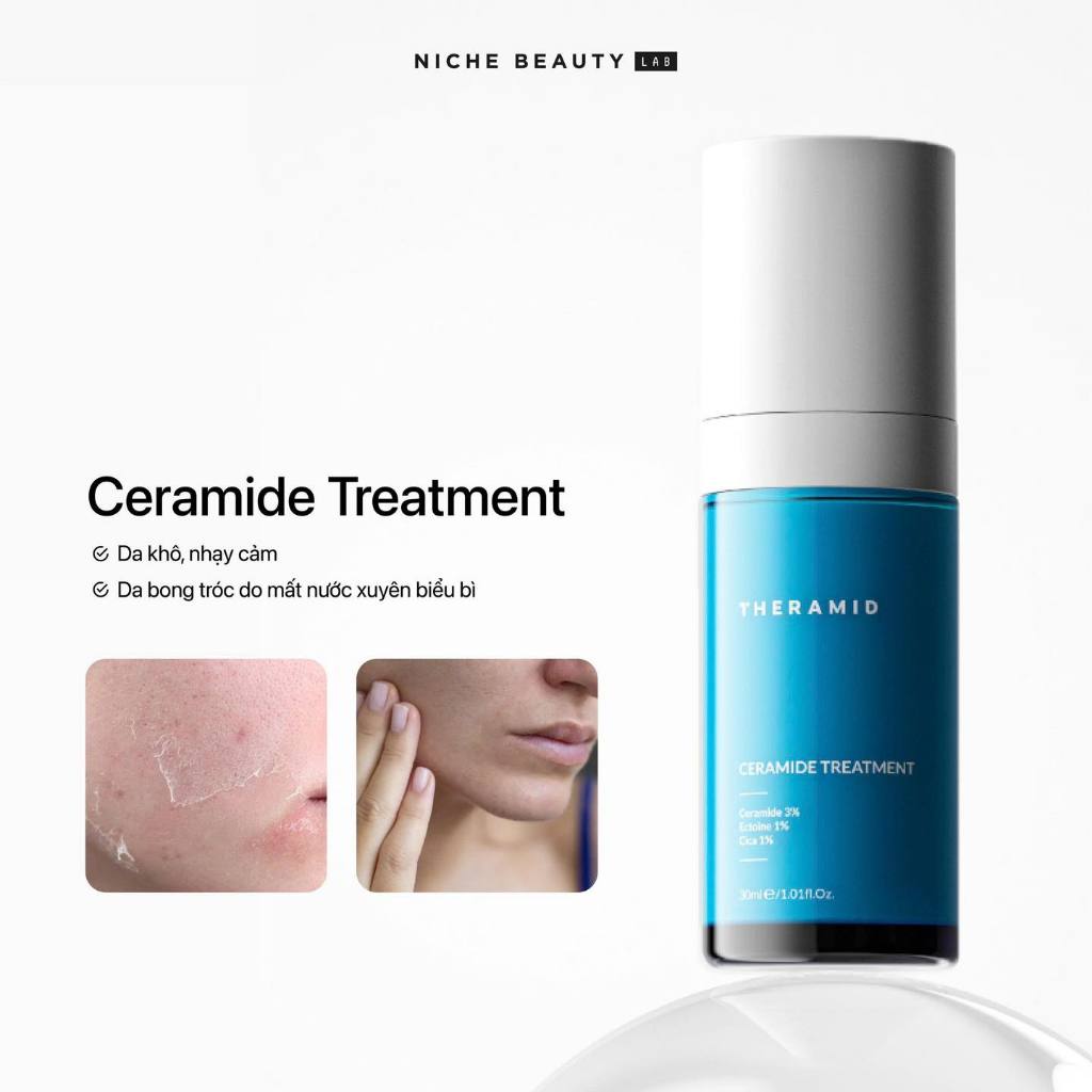 Serum Siêu Phục hồi, ngừa lão hóa, da sáng khỏe ẩm mịn THERAMID CERAMIDE TREATMENT 3% Ceramide Ectoine CICA 30ml