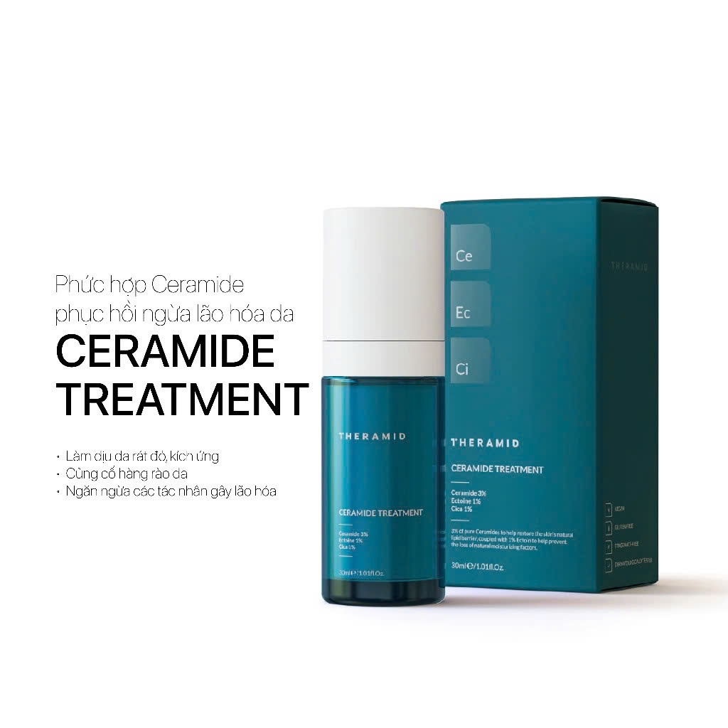 Serum Siêu Phục hồi, ngừa lão hóa, da sáng khỏe ẩm mịn THERAMID CERAMIDE TREATMENT 3% Ceramide Ectoine CICA 30ml
