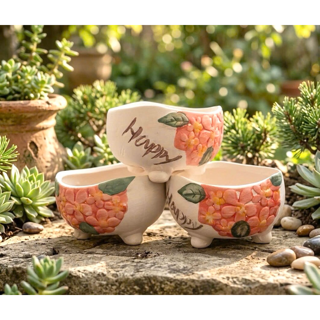 Chậu gốm sứ trồng cây để bàn, chậu trồng sen đá xương rồng, chậu gốm mini