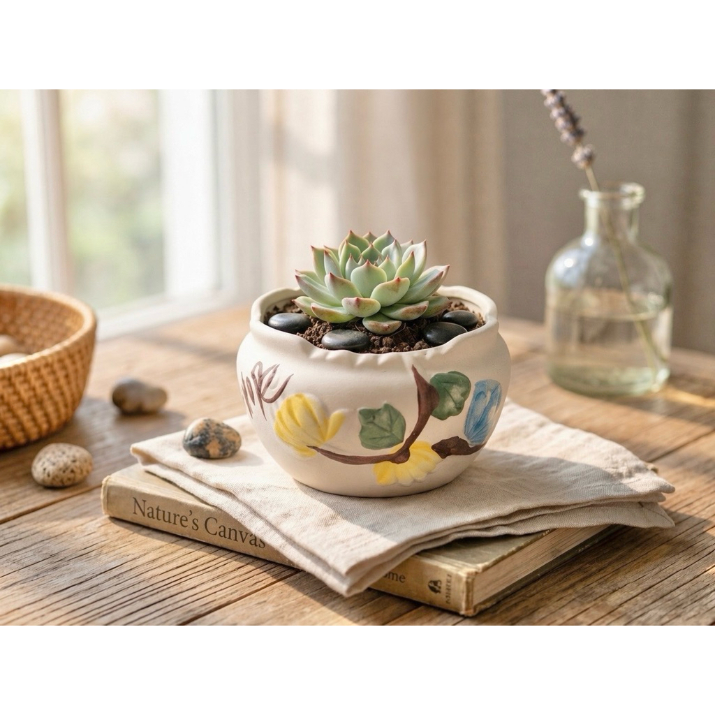 Chậu gốm sứ trồng cây để bàn, chậu trồng sen đá xương rồng, chậu gốm mini