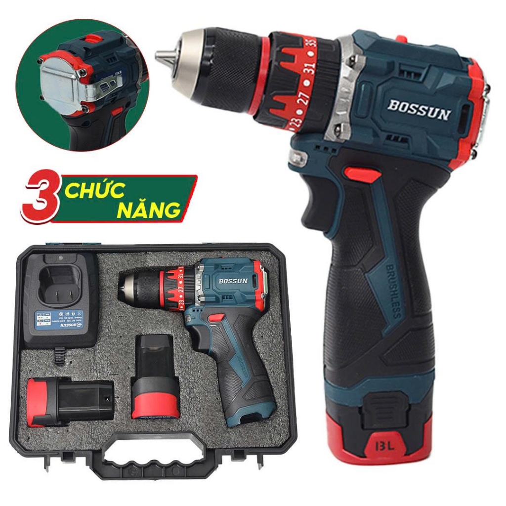 Máy khoan pin Boshun M16B-ID1610BL 3 chức năng dầu 13mm, 65Nm động cơ không chổi than, khoan tường, gỗ, sắt, bắn vít
