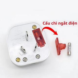 Phích Cắm Điện 3 Chấu 1 Cái Có Công Tắc | Cầu Chì Bảo Vệ | Đầu Cắm 220V Chống Chập Chịu Tải Cao