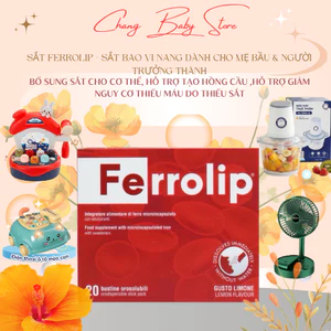 Sắt sinh học Ferrolip dành cho mẹ bầu và người thiếu máu thiếu sắt hộp 20 gói