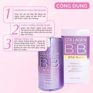 Kem Nền BB Collagen Cellio Mịn Lì 24h SPF40 PA+++ Kem Nền Cellio Collagen Hàn Quốc Che Khuyết Điểm 40ml - Skinora Beauty