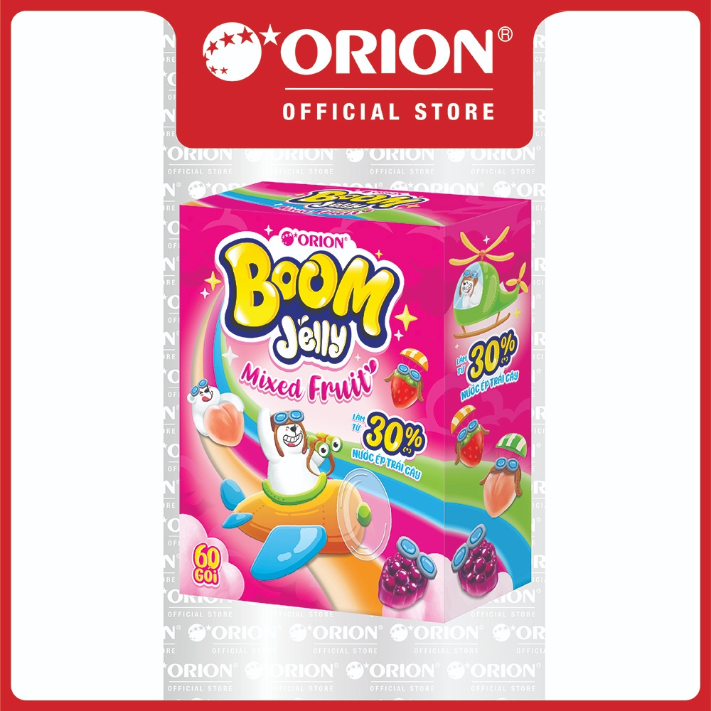 [ĐỘC QUYỀN] Kẹo dẻo Boom Jelly THẠCH Orion MIX VỊ hộp 60 gói (750g)