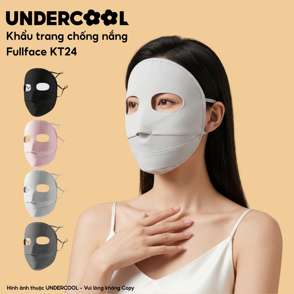 Khẩu trang chống nắng Fullface UNDERCOOL - Chống tia UV, Thiết kế 3D thoáng khí bảo vệ toàn diện Kt24