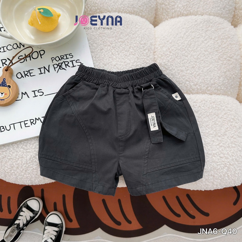Quần đùi kaki phối dây trang trí, quần sóc kaki mềm, fom đẹp cho bé trai