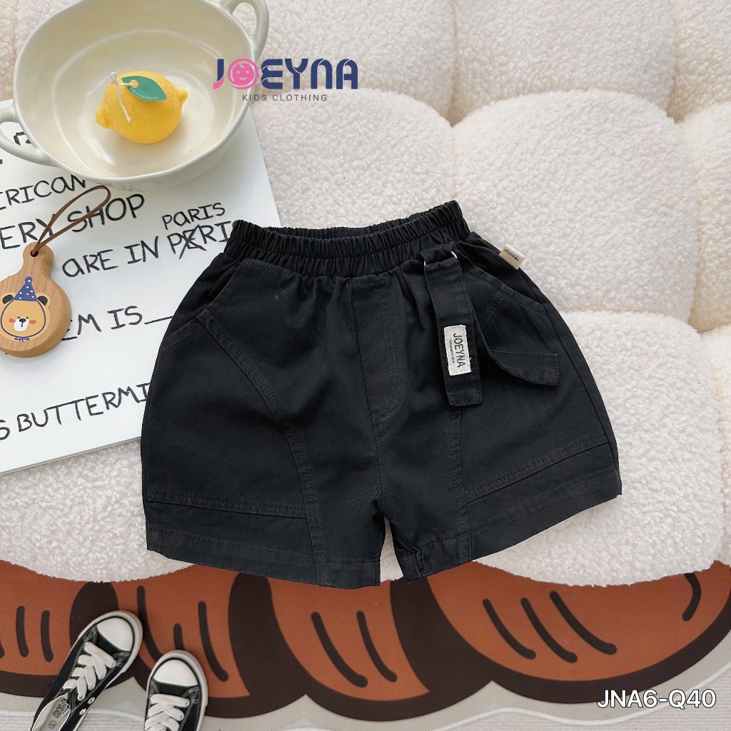 Quần đùi kaki phối dây trang trí, quần sóc kaki mềm, fom đẹp cho bé trai