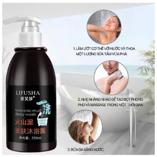 Sữa Tắm Dưỡng Ẩm Sáng Da Bùi Núi Lửa Lifusha 250ml/Chai