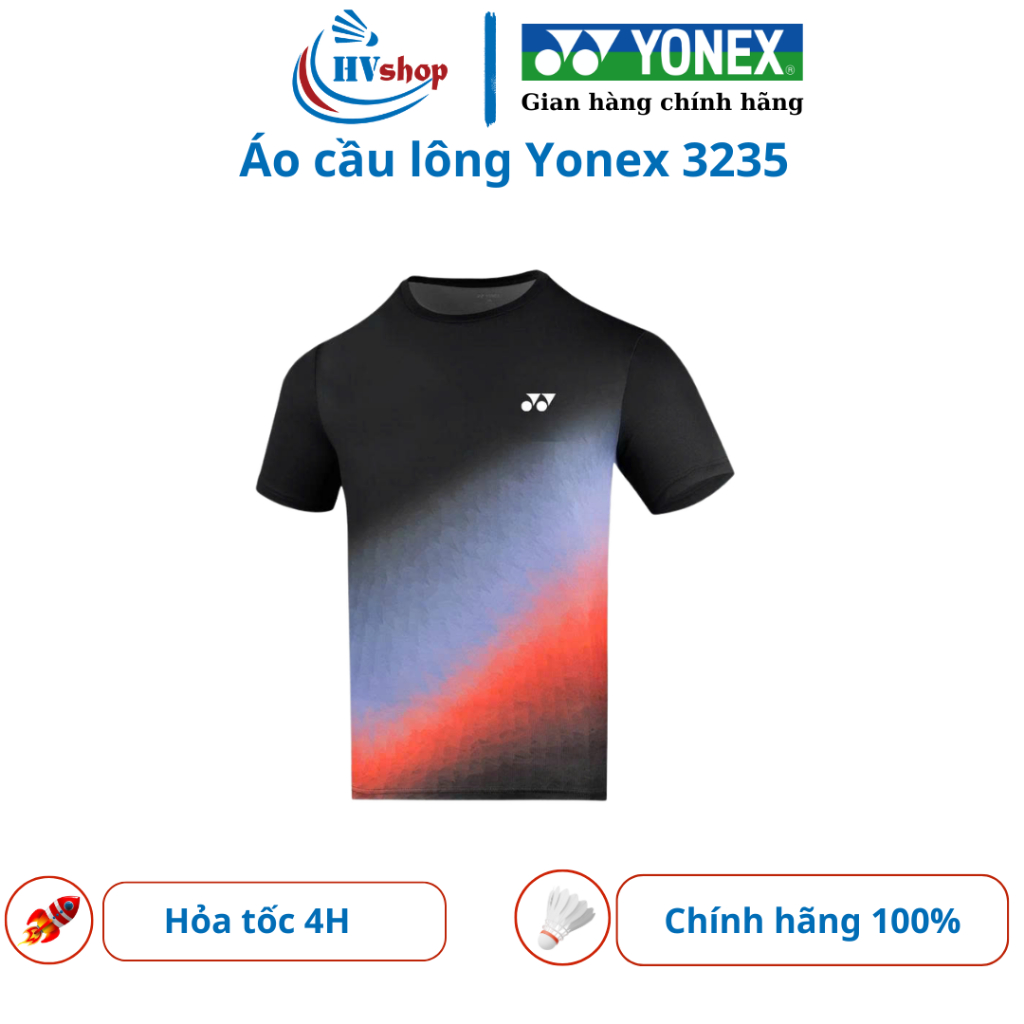 Áo cầu lông Yonex chính hãng 3235, chất liệu thoáng, thấm hút tốt, họa tiết 3 màu - HVShop