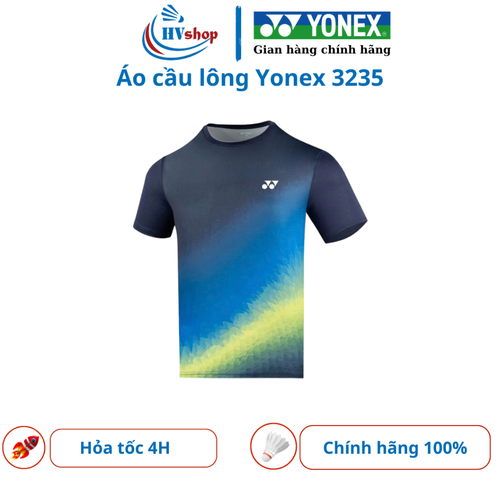 Áo cầu lông Yonex chính hãng 3235, chất liệu thoáng, thấm hút tốt, họa tiết 3 màu - HVShop