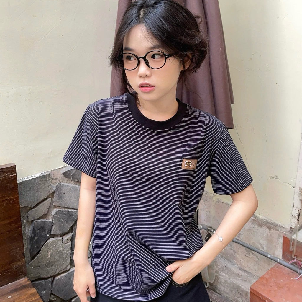 Áo Thun Nữ Sọc Ngang Hàn Quốc Cổ Tròn Tay Ngắn – Form Vừa Tôn Dáng, Chất Cotton, Vải Mỏng Mát Mịn | BigBuy360 - bigbuy360.vn