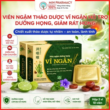 Viên Ngậm Thảo Dược Vĩ Ngân Hỗ Trợ Dưỡng Họng, Giảm Rát Họng - Hộp 10 viên
