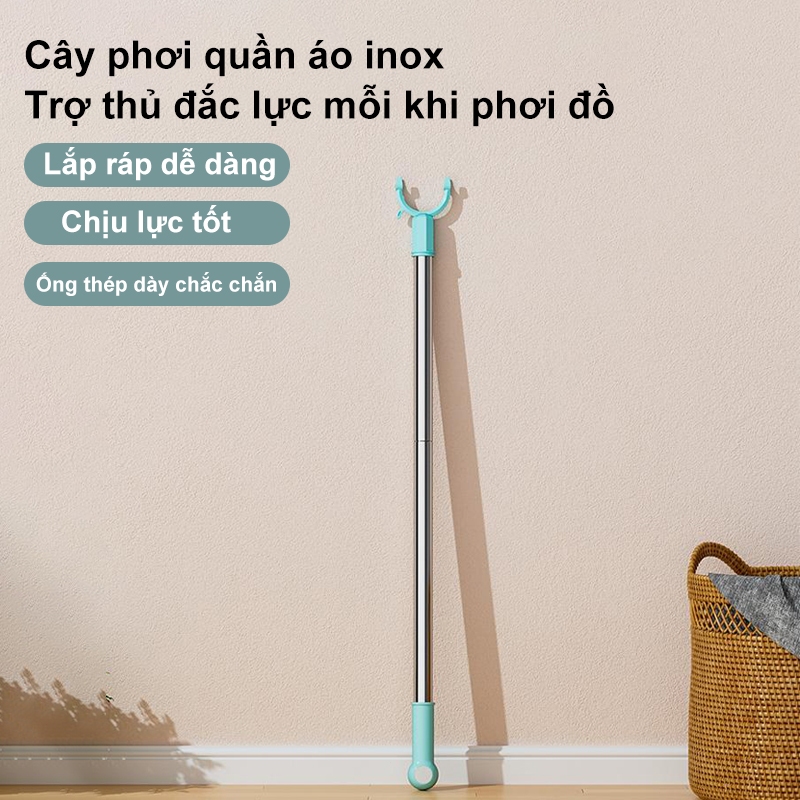 𝐎𝐥𝐢𝐟𝐞Cây Phơi Quần Áo Inox Kéo Dài 1M Cây Gậy Lấy Đồ Trên Cao Móc Treo Quần Áo