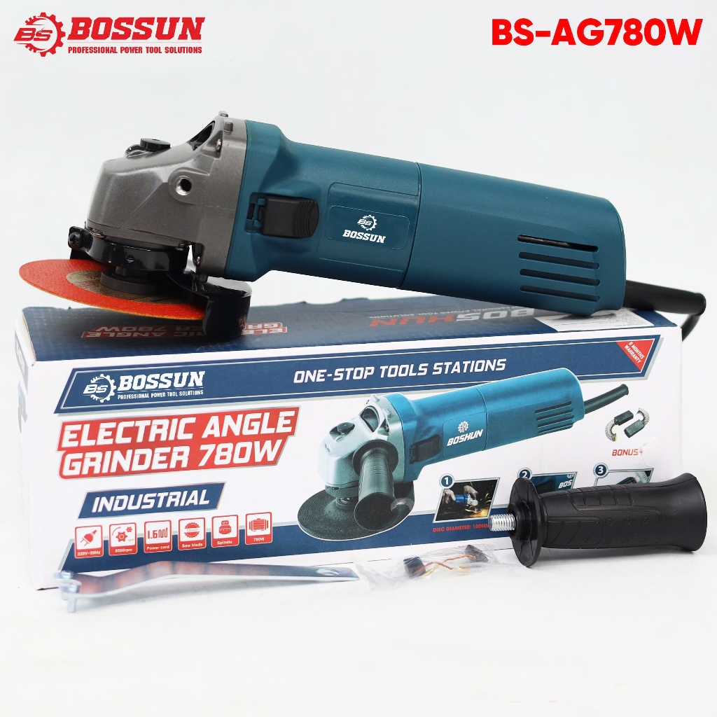 [TẶNG ĐĨA CẮT] Máy Mài, Cắt Điện Bossun BS-AG950CP Công Suất 780W, Lõi Đồng 100% -  Công Tắc Hông